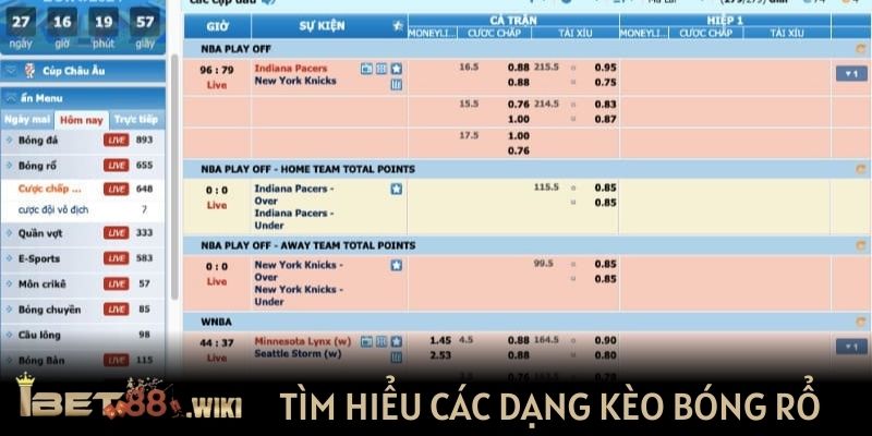 Tìm hiểu các dạng kèo bóng rổ thường gặp